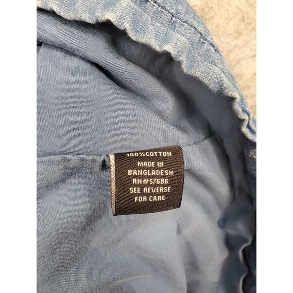 New Look Women's Size XL Blue Chambray Zip Up Vest With Floral Embroidery - Picture 7 of 8